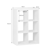 Libreria a 2 livelli con 6 scomparti, bianco