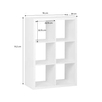 Libreria a 2 livelli con 6 scomparti, bianco