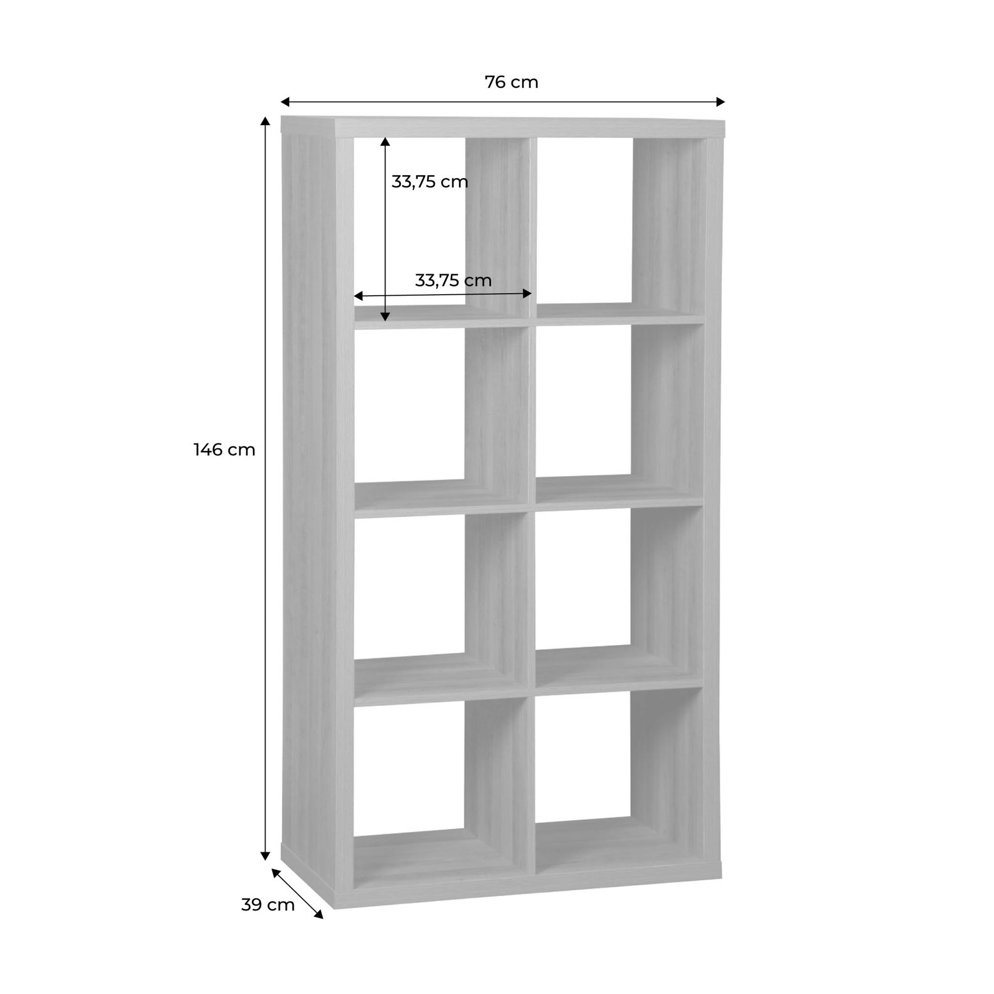 Libreria a 4 livelli con 8 scomparti, albero di mango