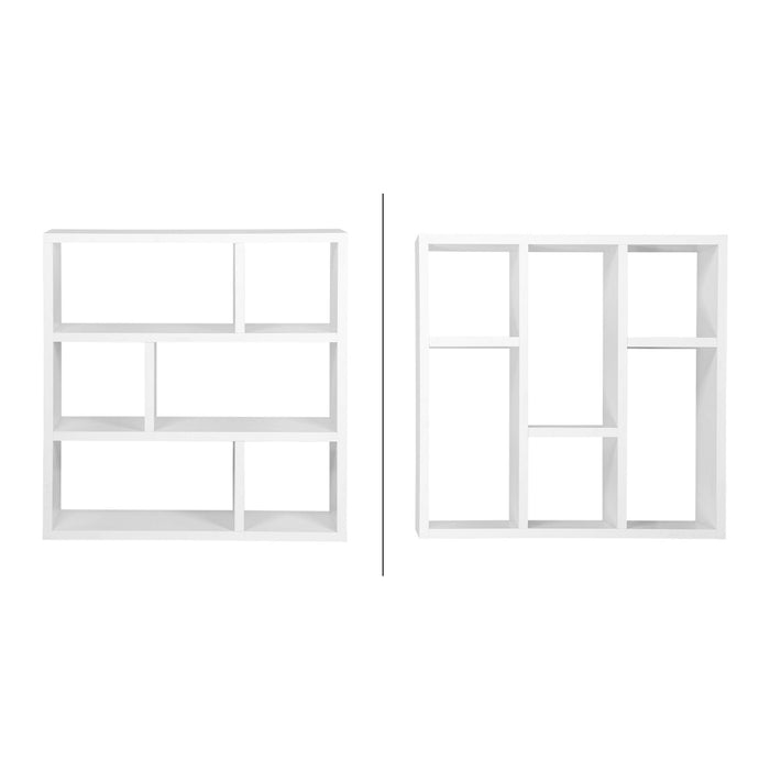 Libreria asimmetrica a 3 livelli con 6 vani, bianco