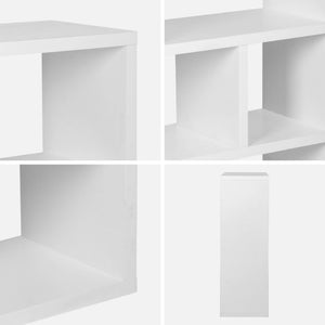 Libreria asimmetrica a 3 livelli con 6 vani, bianco