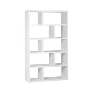 Libreria asimmetrica a 5 livelli con 10 scomparti, bianco