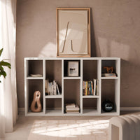 Libreria asimmetrica a 5 livelli con 10 scomparti, bianco