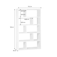 Libreria asimmetrica a 5 livelli con 10 scomparti, bianco