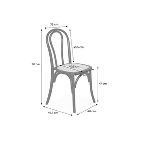 Set di 2 sedie vintage in legno e rattan, nero