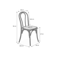 Set di 2 sedie vintage in legno e rattan, bianco