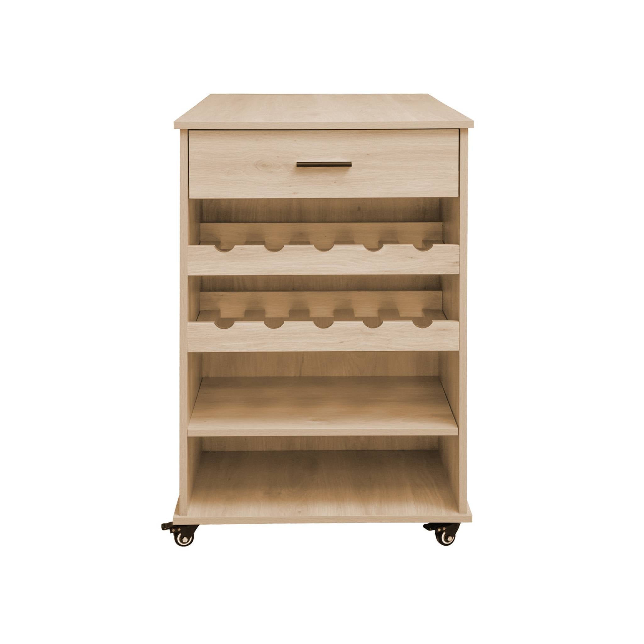 Carrello da cucina decorazione legno con portabottiglie, 100cm,