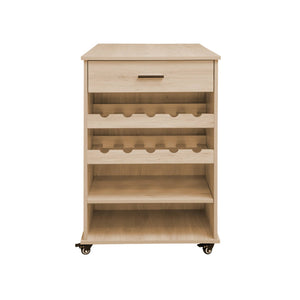 Carrello da cucina decorazione legno con portabottiglie, 100cm,
