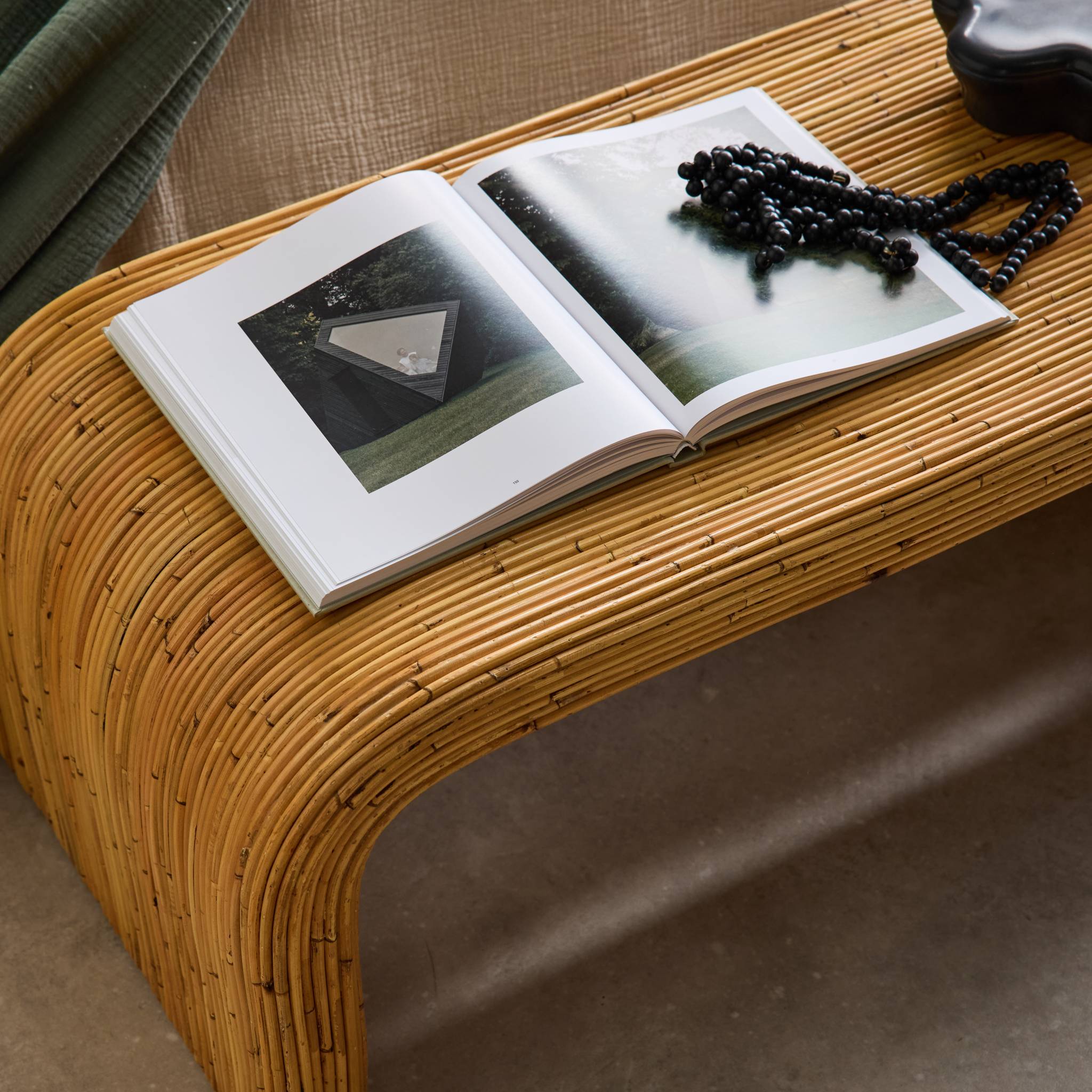 Panca, fine letto in rattan naturale, 100cm, marrone naturale