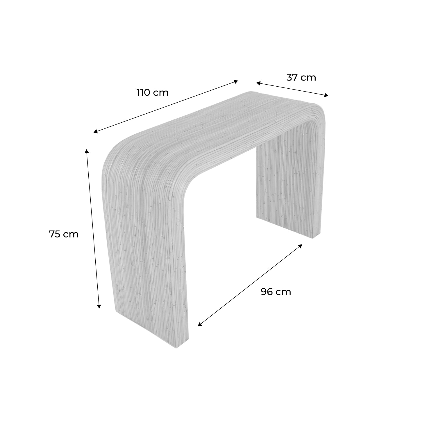 Console in rattan naturale, 110cm, marrone naturale