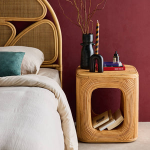 Tavolino con nicchia, in rattan naturale, marrone naturale