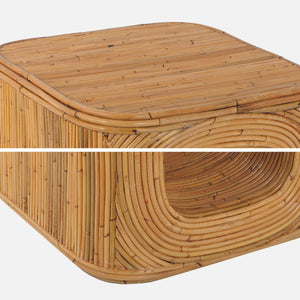 Tavolino con nicchia, in rattan naturale, marrone naturale