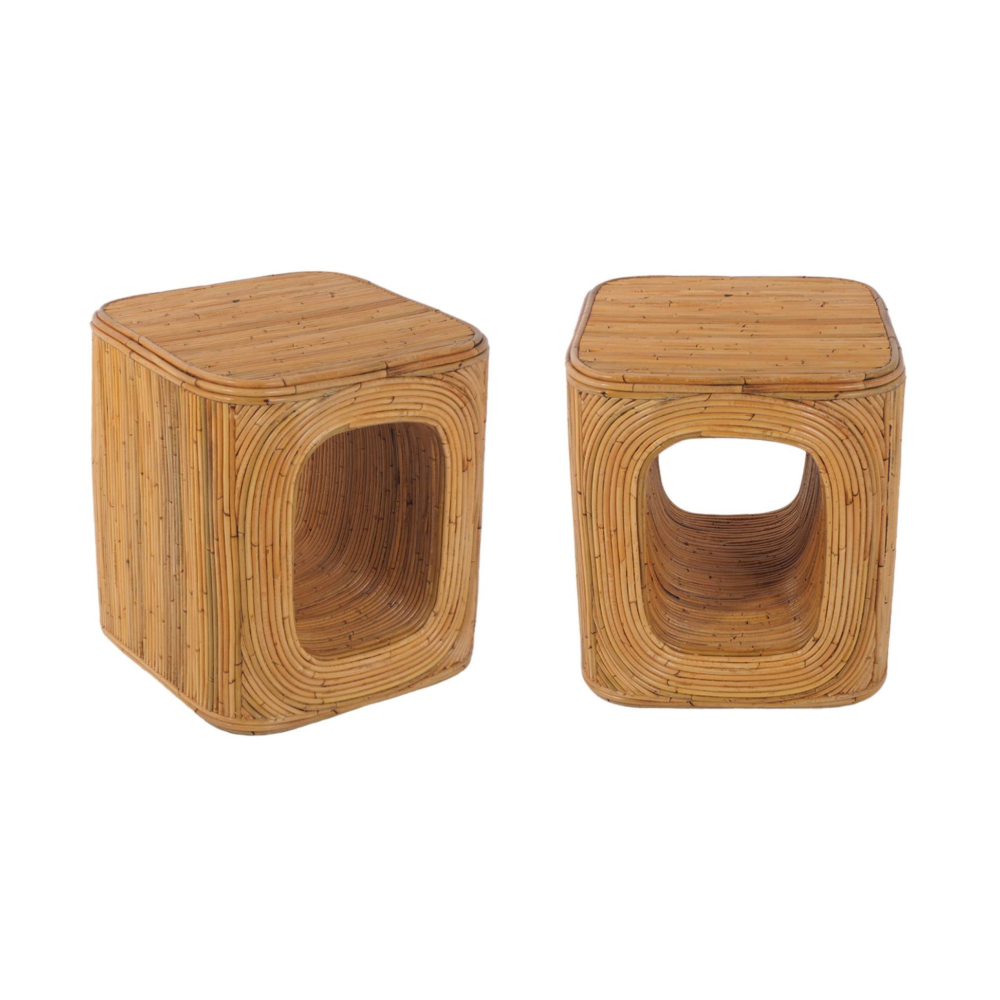 Tavolino da notte in rattan naturale, set di 2, naturale