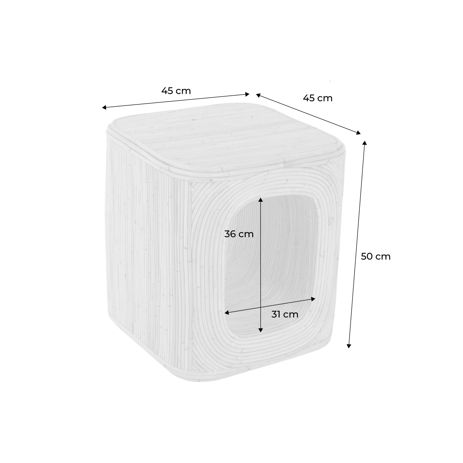 Tavolino da notte in rattan naturale, set di 2, naturale