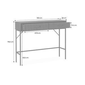 Consolle con effetto legno scanalato nero a 2 cassetti, 100cm, nero