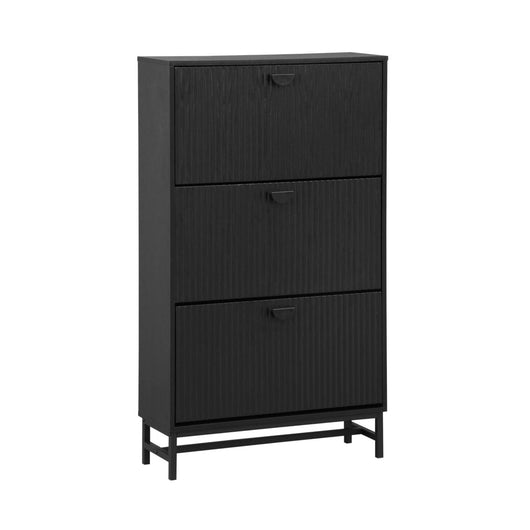 Scarpiera a 3 ante scanalate, nero