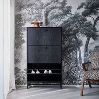 Scarpiera a 3 ante scanalate, nero