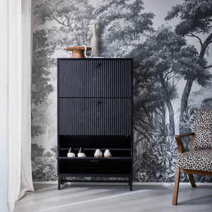 Scarpiera a 3 ante scanalate, nero