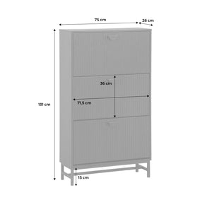 Scarpiera a 3 ante scanalate, nero