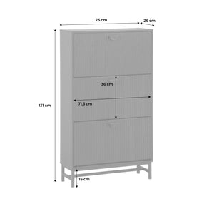 Scarpiera a 3 ante scanalate, nero