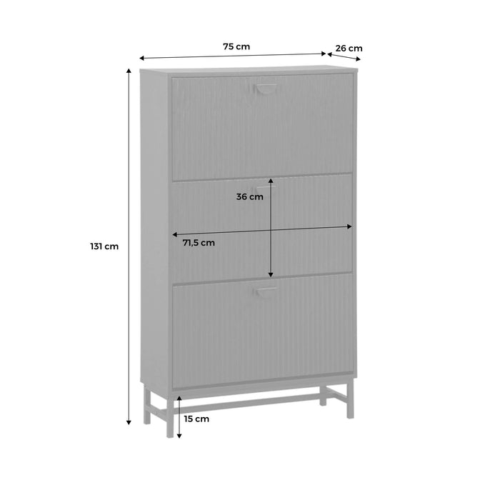 Scarpiera a 3 ante scanalate, nero