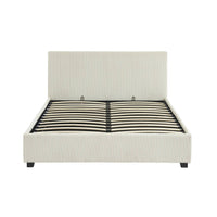 Letto a cassettone con rete a doghe 140cm, velluto a coste grosse,