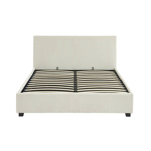 Letto a cassettone con rete a doghe 140cm, velluto a coste grosse,