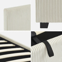 Letto a cassettone con rete a doghe 140cm, velluto a coste grosse,