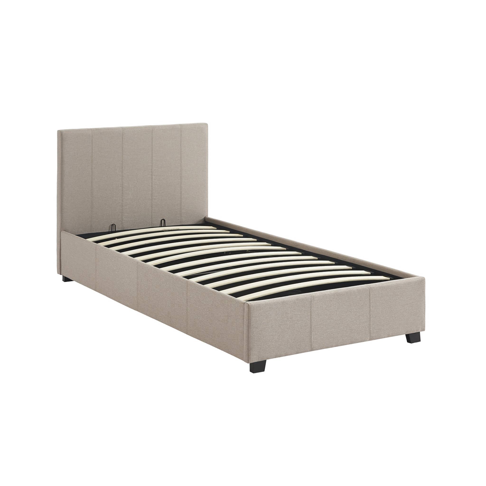 Letto a cassettone con rete a doghe 90cm, velluto a coste fini, beige
