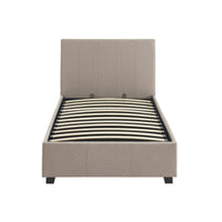 Letto a cassettone con rete a doghe 90cm, velluto a coste fini, beige
