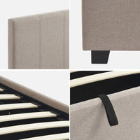 Letto a cassettone con rete a doghe 90cm, velluto a coste fini, beige