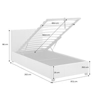 Letto a cassettone con rete a doghe 90cm, velluto a coste fini, beige