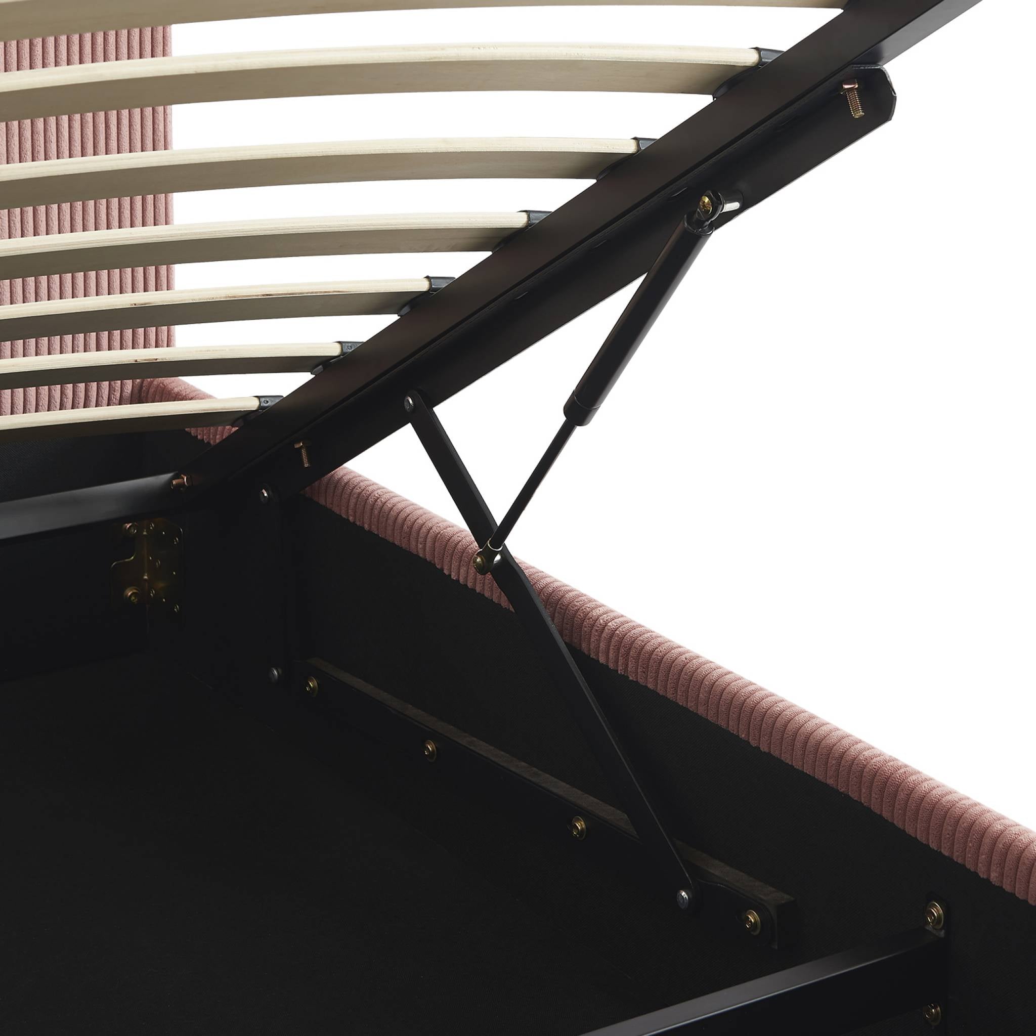 Letto con rete e testata pieghevoli 90cm, velluto a coste fini, rosa