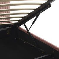 Letto con rete e testata pieghevoli 90cm, velluto a coste fini, rosa