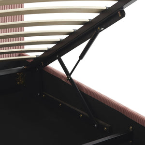 Letto con rete e testata pieghevoli 90cm, velluto a coste fini, rosa