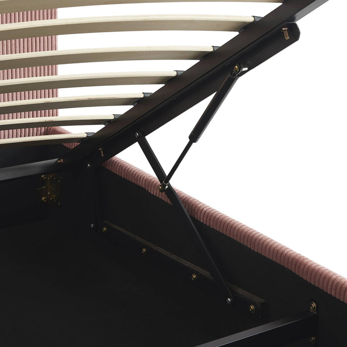 Letto con rete e testata pieghevoli 90cm, velluto a coste fini, rosa