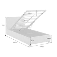 Letto con rete e testata pieghevoli 90cm, velluto a coste fini, rosa