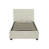 Letto con rete e testata pieghevoli 90cm, velluto a coste fini, bianco