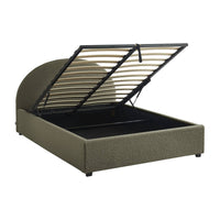 Struttura letto con contenitore e testiera 140cm, imbottita bouclé,