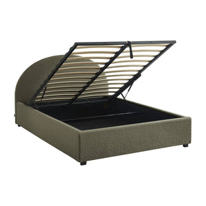 Struttura letto con contenitore e testiera 140cm, imbottita bouclé,