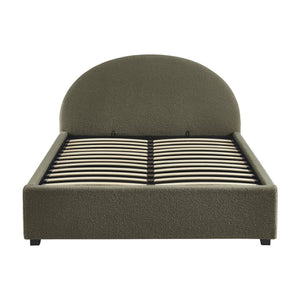 Struttura letto con contenitore e testiera 140cm, imbottita bouclé,