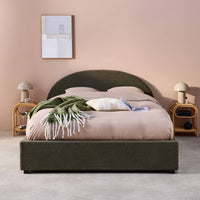 Struttura letto con contenitore e testiera 140cm, imbottita bouclé,