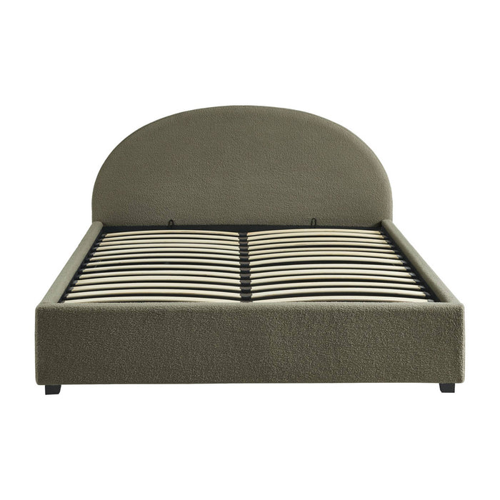 Struttura letto con contenitore e testiera 160cm, imbottita bouclé,