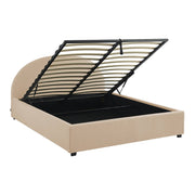 Struttura letto con contenitore e testiera 160cm, imbottita bouclé,