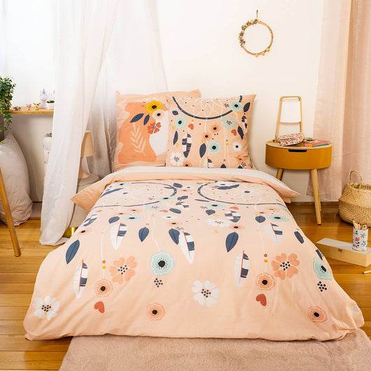 Set biancheria da letto in cotone reversibile con fantasia, 1 posto