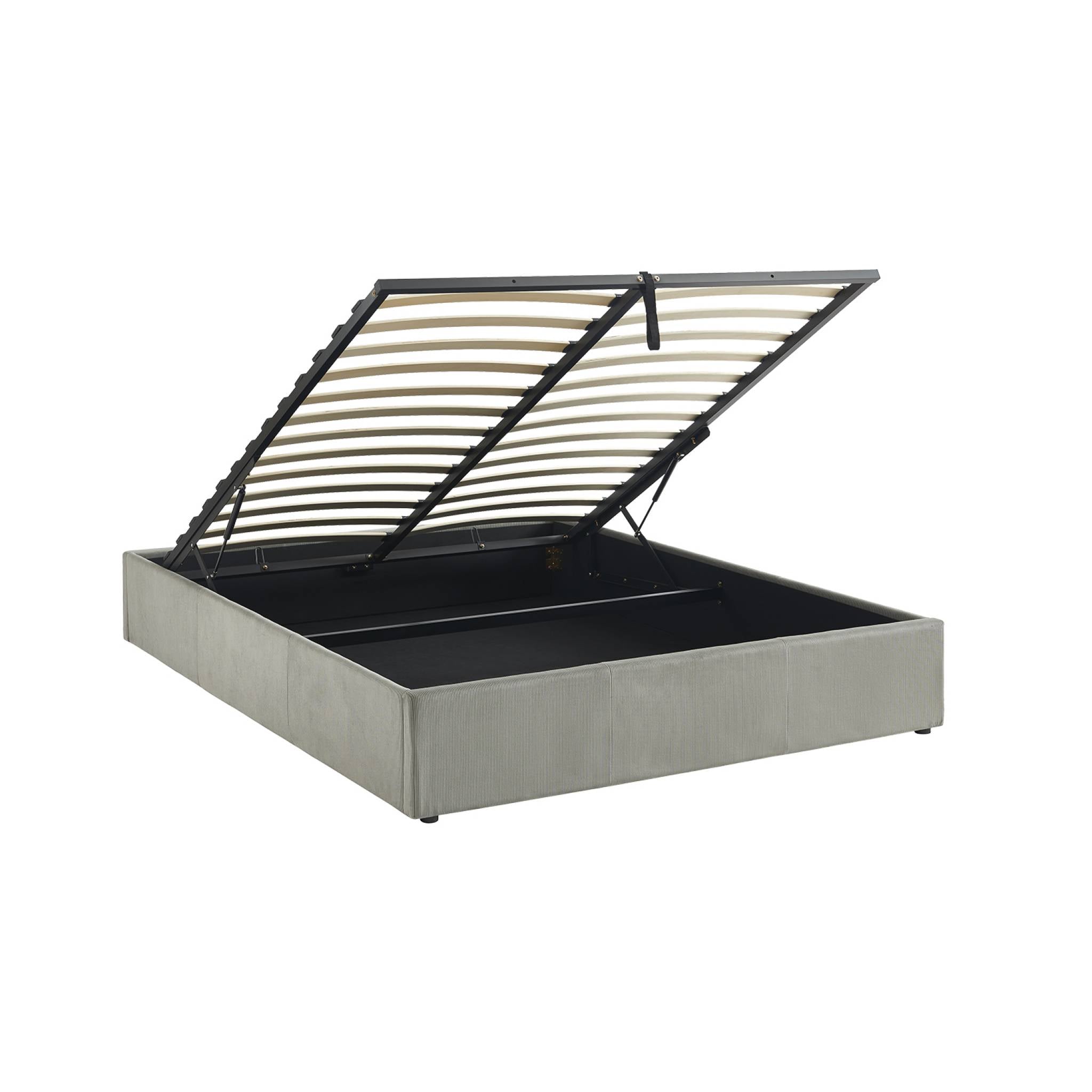 struttura letto con contenitore e rete a doghe 160cm, imbottita coste