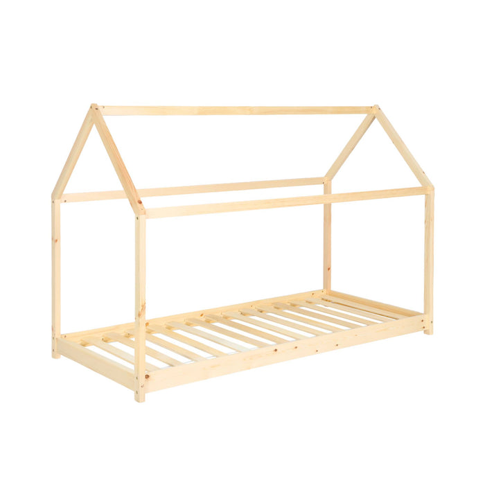 Letto a capanna per bambini in pino, compresa la rete a doghe, marrone