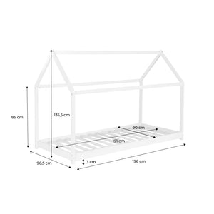 Letto a capanna per bambini in pino, compresa la rete a doghe, marrone