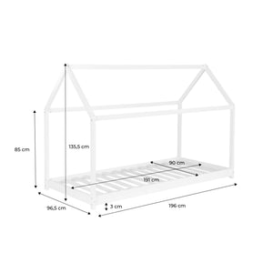 Letto a capanna per bambini in pino, compresa la rete a doghe, marrone