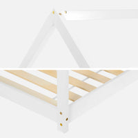 Letto a capanna per bambini in pino, compresa la rete a doghe, bianco